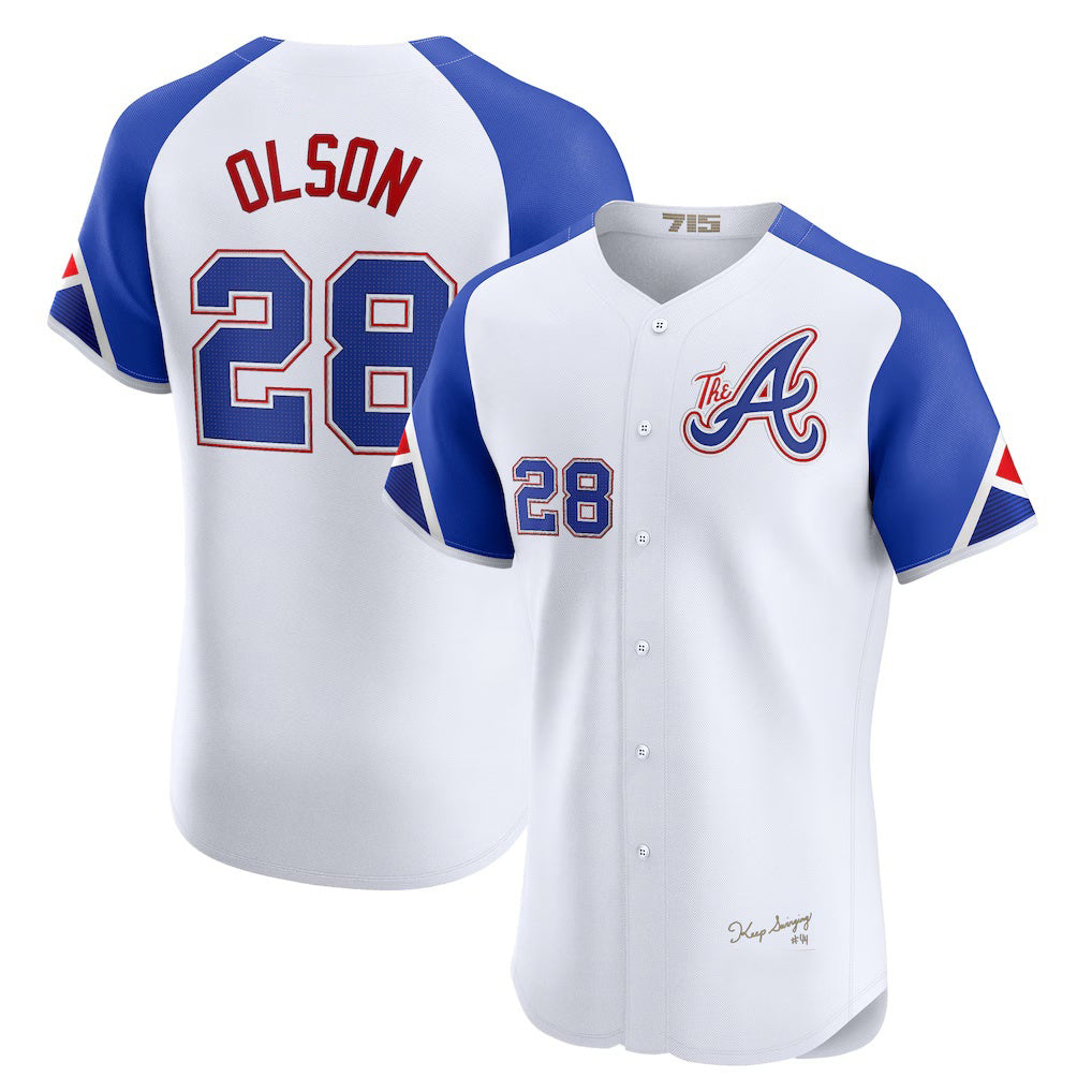 Atlanta Braves #28 Matt Olson White HOLBERT City Connect Elite Jersey