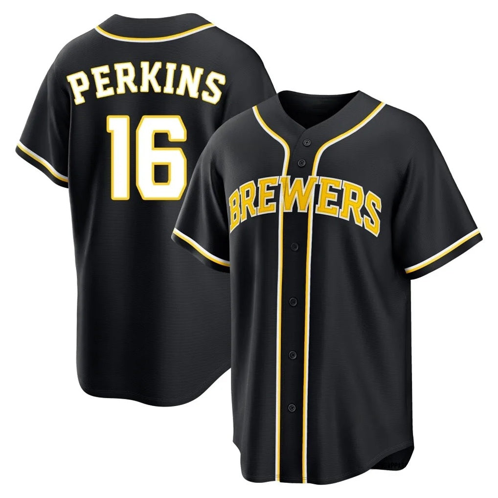 Milwaukee Brewers #16 Blake Perkins Player Black HOLBERT Fashion Out Home Game Stitched Jerseys