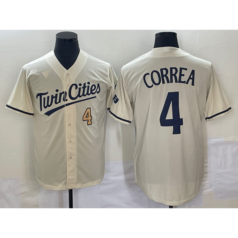 Minnesota Twins #4 Carlos Correa Number Cream HOLBERT 2022 City Connect Cool Base Stitched Jersey