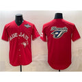 Toronto Blue Jays Team Big Logo Red HOLBERT 2025 World Series Home Cool Base Stitched Jersey