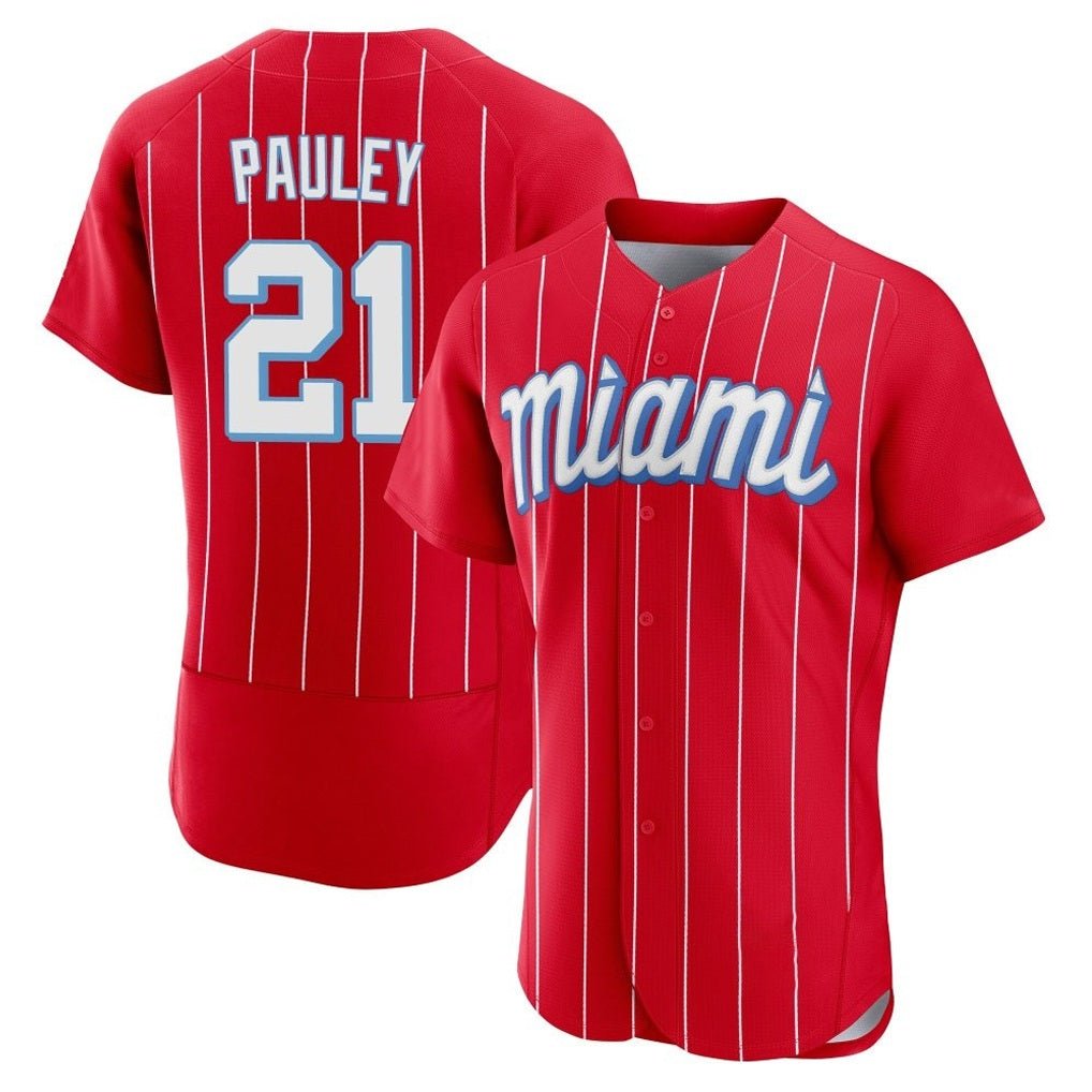 Miami Marlins #21 Graham Pauley Player Red HOLBERT City Connect Home Limited Elite Stitched Jerseys