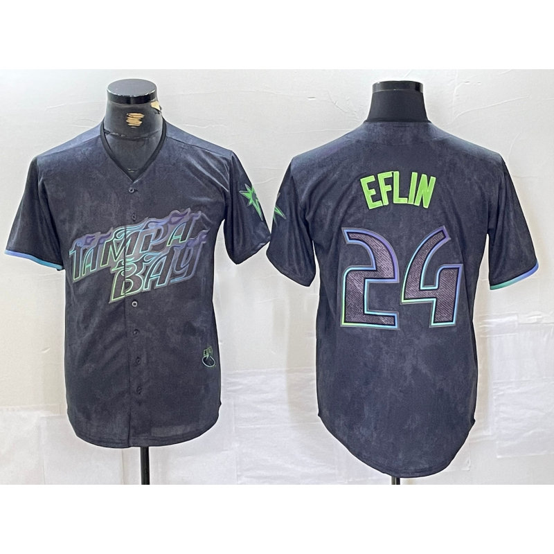 Tampa Bay Rays #24 Zach Eflin Charcoal HOLBERT 2024 City Connect Limited Cool Base Jersey