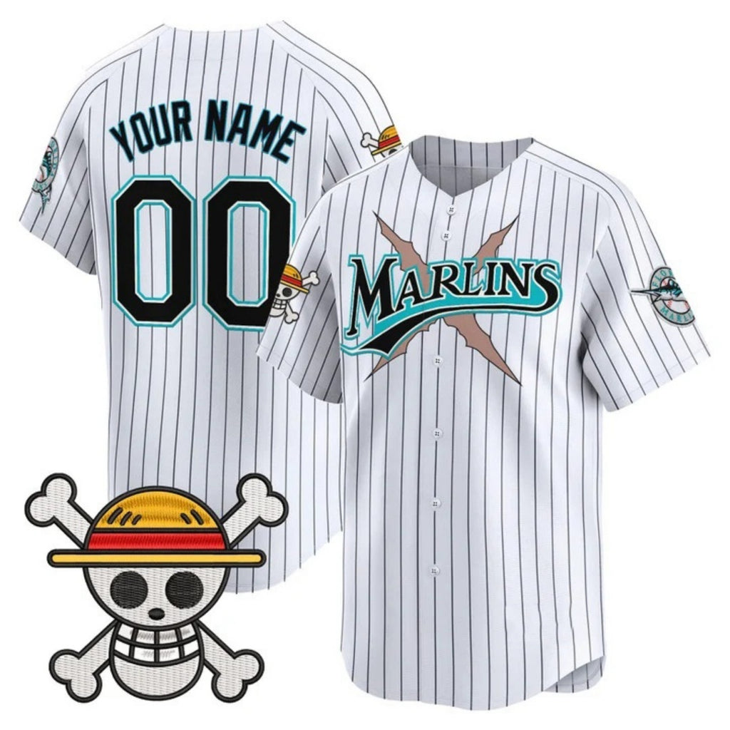 Custom Miami Marlins x One Piece Pinstripe White HOLBERT Vapor Premier Limited Jersey - Stitched