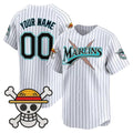 Custom Miami Marlins x One Piece Pinstripe White HOLBERT Vapor Premier Limited Jersey - Stitched