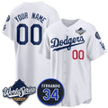 Custom Los Angeles Dodgers ACTIVE PLAYER White HOLBERT 2025 World Series With No. 34 Patch Limited Stitched Jersey
