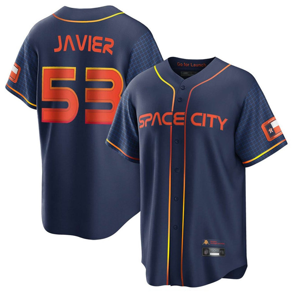 Houston Astros #53 Cristian Javier Player Navy HOLBERT City Connect Home Game Stitched Jerseys