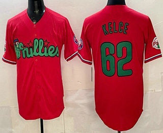 Philadelphia Phillies #62 Jason Kelce Red HOLBERT Limited Stitched Jersey