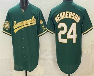 Oakland Athletics #24 Rickey Henderson 2026 Green HOLBERT Alternate Sacramento Celebrating 125 Years Limited Jersey