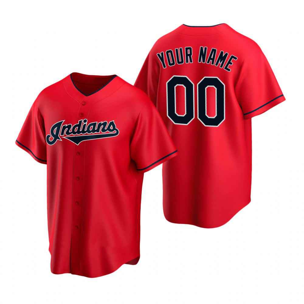 Custom Cleveland Indians Red HOLBERT Stitched Cool Base Jersey