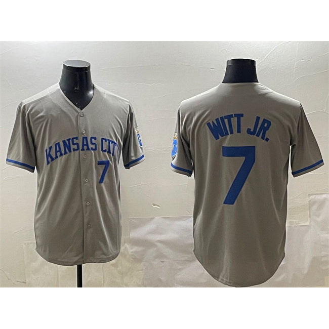 Kansas City Royals #7 Bobby Witt Jr. Gray HOLBERT 2024 Away Limited Stitched Jersey