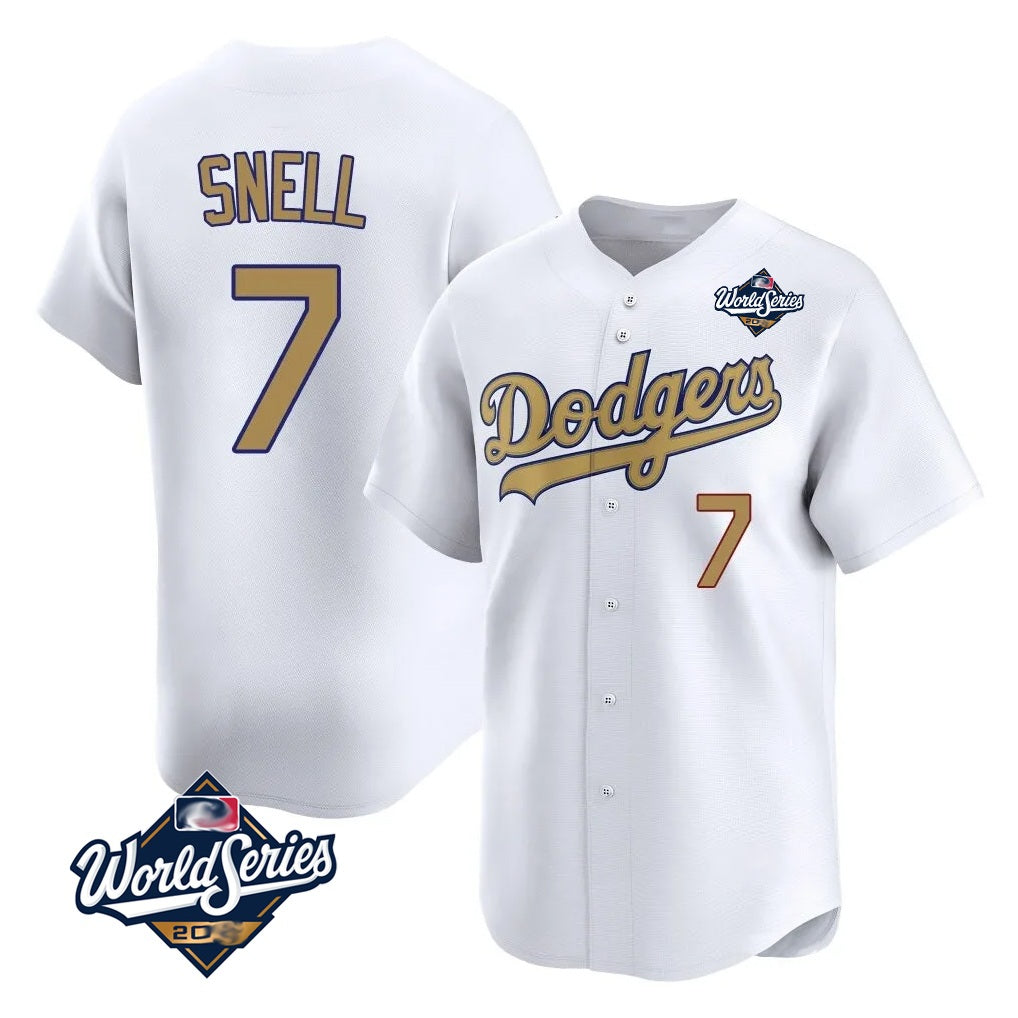 Los Angeles Dodgers #7 Blake Snell Player Gold HOLBERT Collection Limited World Series Home Stitched Jerseys