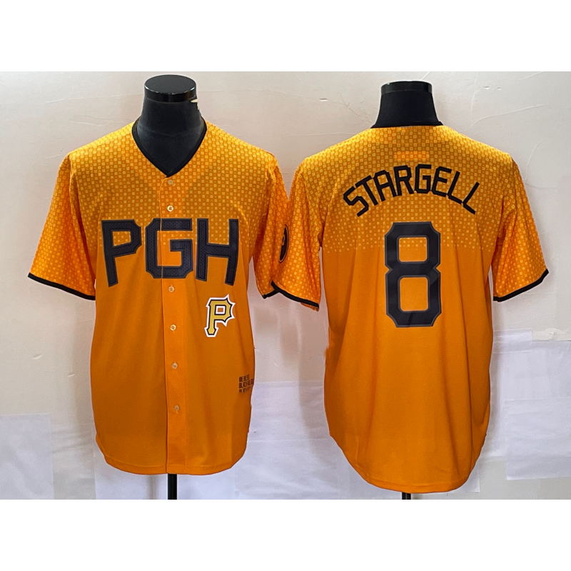 Pittsburgh Pirates #8 Willie Stargell Gold HOLBERT 2023 City Connect Stitched Jersey 2