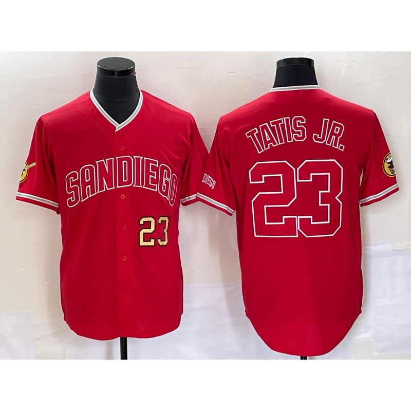 San Diego Padres #23 Fernando Tatis Jr Number Red HOLBERT NEW 2023 Cool Base Stitched Jersey