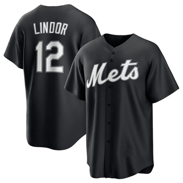 New York Mets #12 Francisco Lindor Black HOLBERT Lights Out Limited Stitched Jersey