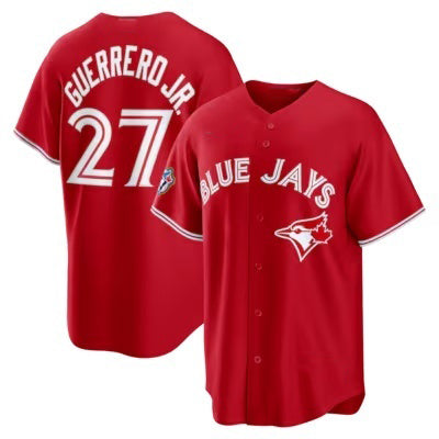 Toronto Blue Jays #27 Vladimir Guerrero Jr. Red HOLBERT 50th Anniversary Alternate Limited Jersey