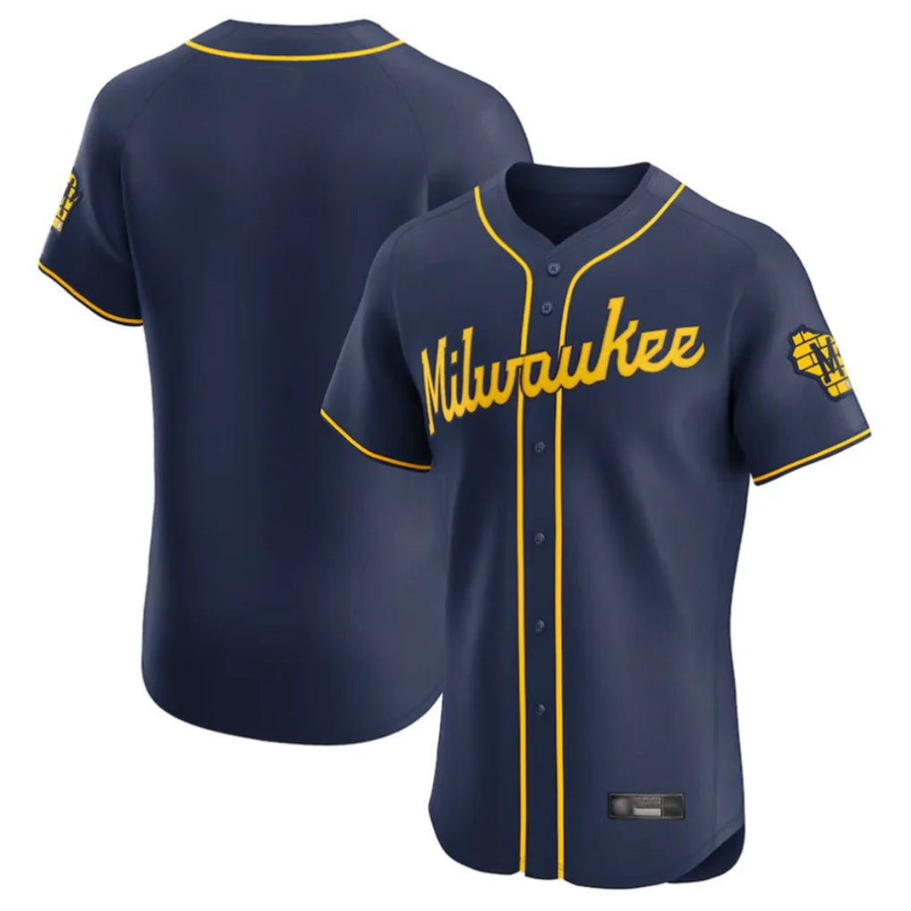 Milwaukee Brewers Blank Player Navy HOLBERT Home Limited Elite Stitched Jerseys