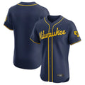 Milwaukee Brewers Blank Player Navy HOLBERT Home Limited Elite Stitched Jerseys