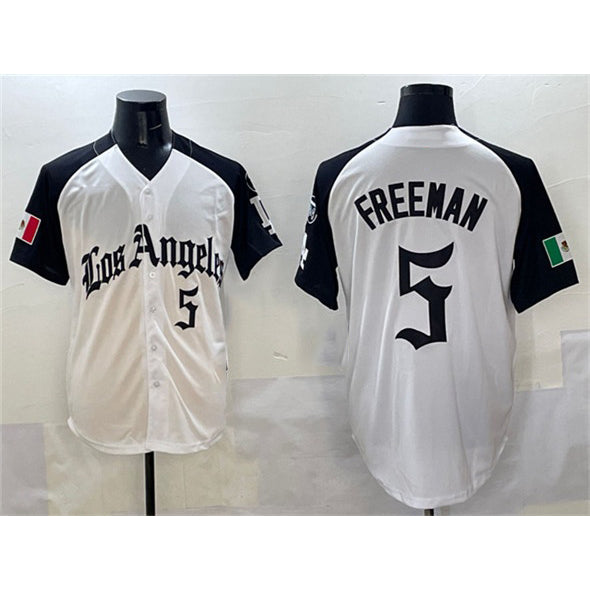 Los Angeles Dodgers #5 Freddie Freeman White Black HOLBERT Mexico 2025 LA Gothic Style With Fernando Patch Vapor Premier Limited Stitched Jersey