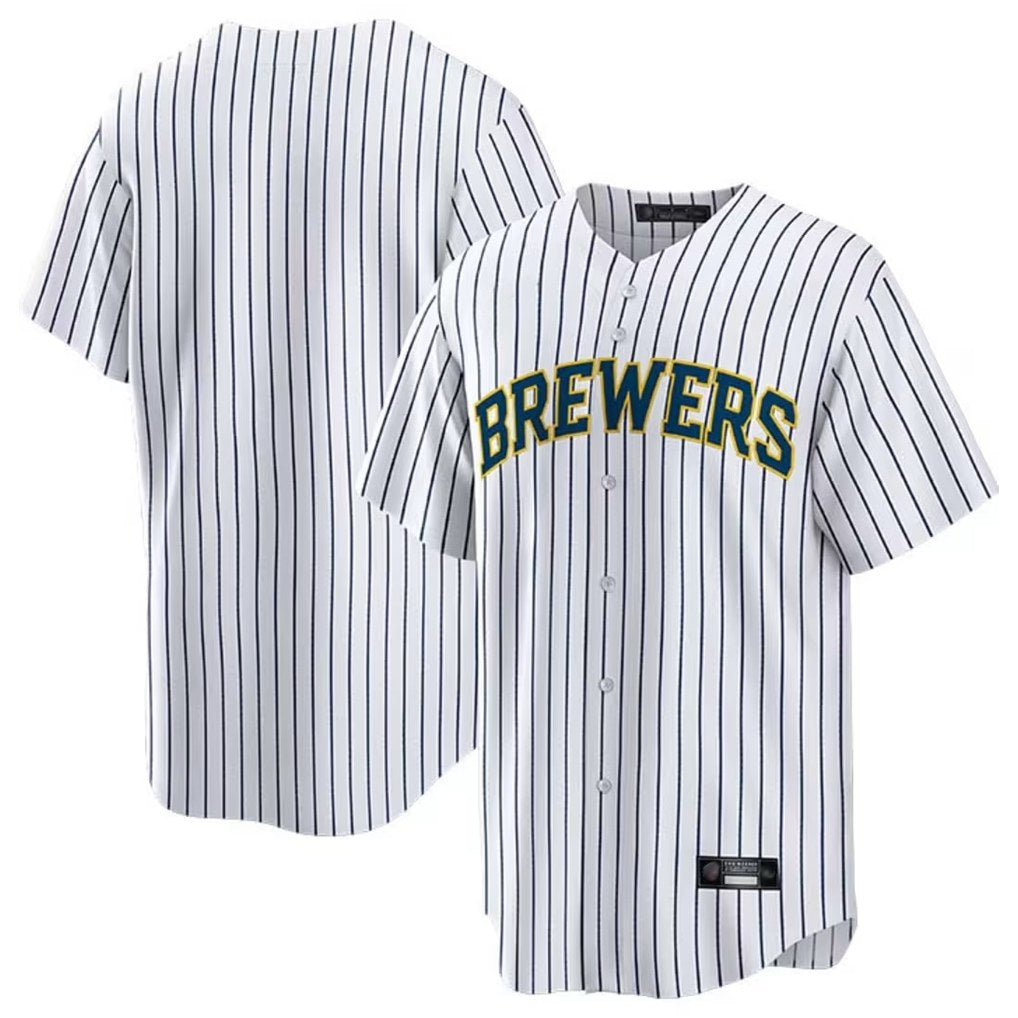 Milwaukee Brewers Blank Player White HOLBERT Stripes Home Game Stitched Jerseys