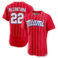 Miami Marlins #22 Sandy Alcantara Player Red HOLBERT City Connect Home Limited Elite Stitched Jerseys