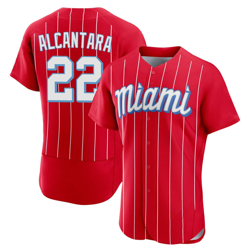 Miami Marlins #22 Sandy Alcantara Player Red HOLBERT City Connect Home Limited Elite Stitched Jerseys