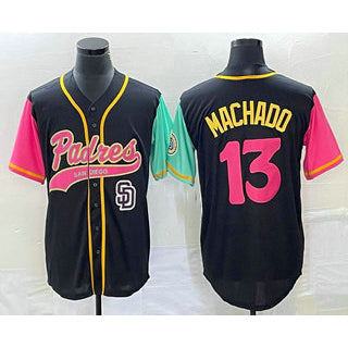 San Diego Padres #13 Manny Machado Black HOLBERT NEW 2023 City Connect Cool Base Stitched Jersey 2