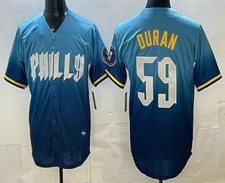 Philadelphia Phillies #59 Jhoan Duran Blue HOLBERT 2024 City Cool Base Jersey