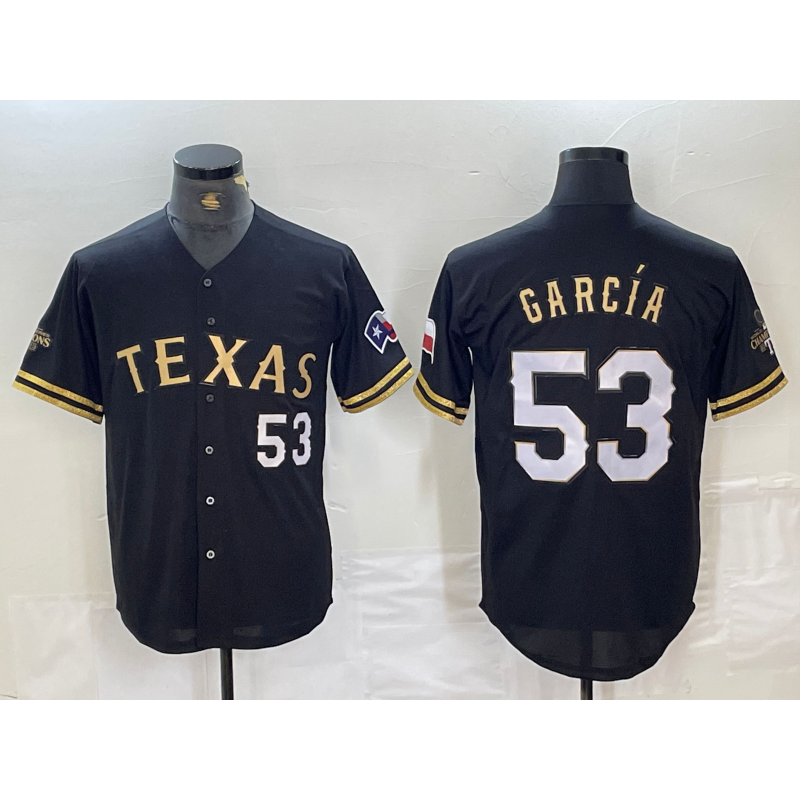 Texas Rangers #53 Adolis Garcia Black Gold HOLBERT Cool Base Stitched Jersey
