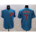 Philadelphia Phillies #7 Trea Turner Blue HOLBERT Cooperstown Throwback Cool Base Jersey