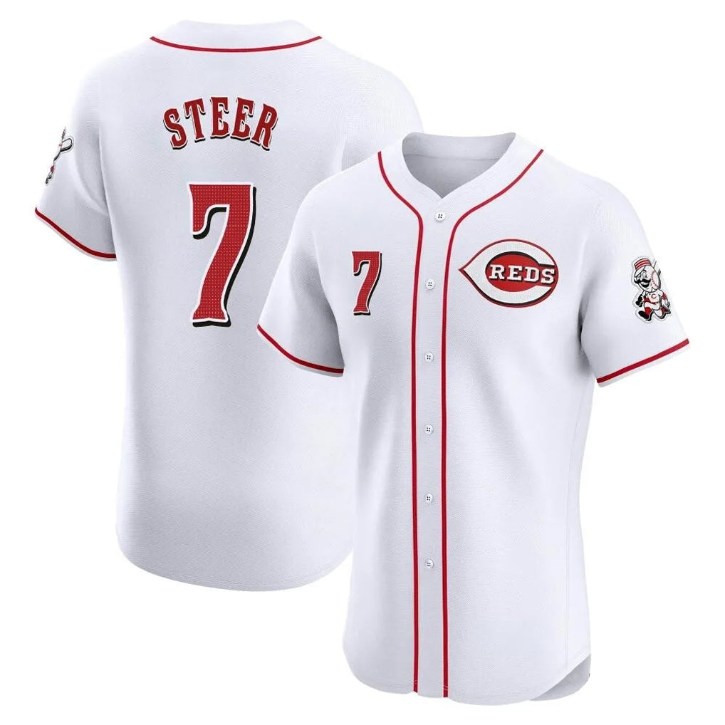 Cincinnati Reds #7 Spencer Steer Player White HOLBERT Limited Elite Home Stitched Jerseys