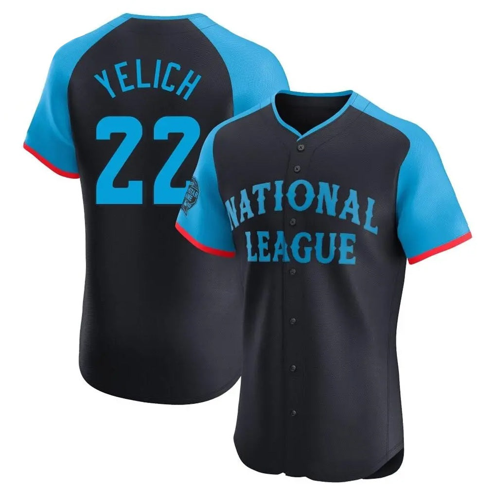 Milwaukee Brewers #22 Christian Yelich Player Navy HOLBERT Limited National League All-Star Home Limited Elite Stitched Jerseys