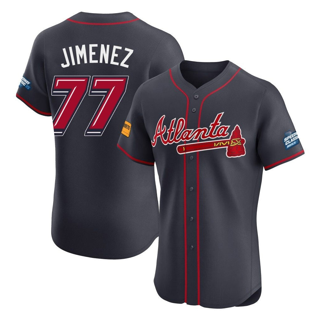 Atlanta Braves #77 Joe Jimenez Player Navy HOLBERT 2025 Speedway Classic Limited Elite Home Game Stitched Jerseys