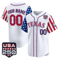 Custom Texas Rangers America 250 Edition Vapor Premier Limited White HOLBERT Stitched Jerseys
