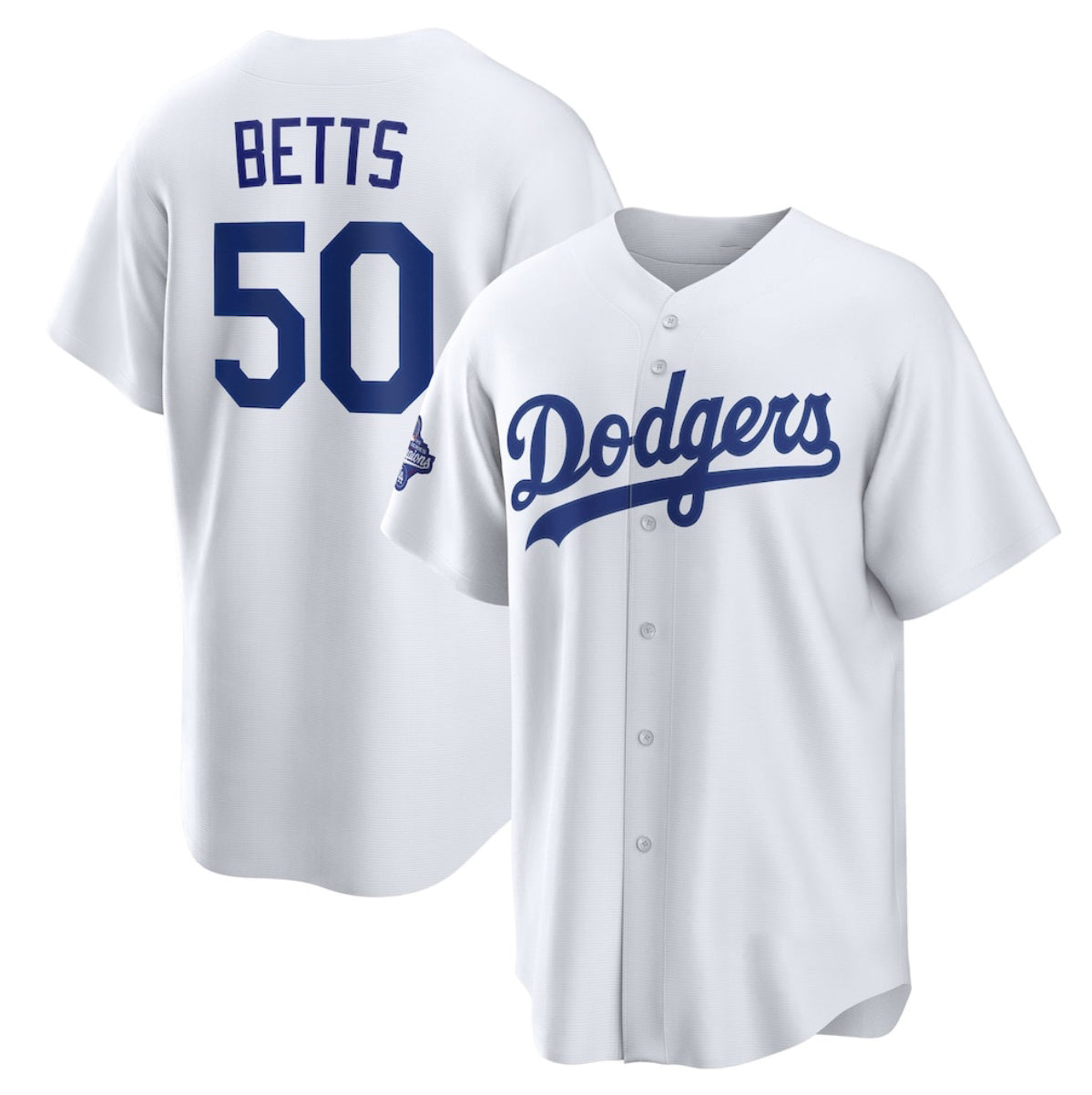 Los Angeles Dodgers #50 Mookie Betts White HOLBERT 2025 World Series Champions Home Cool Base Stitched Jersey