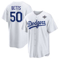 Los Angeles Dodgers #50 Mookie Betts White HOLBERT 2025 World Series Home Cool Base Stitched Jersey