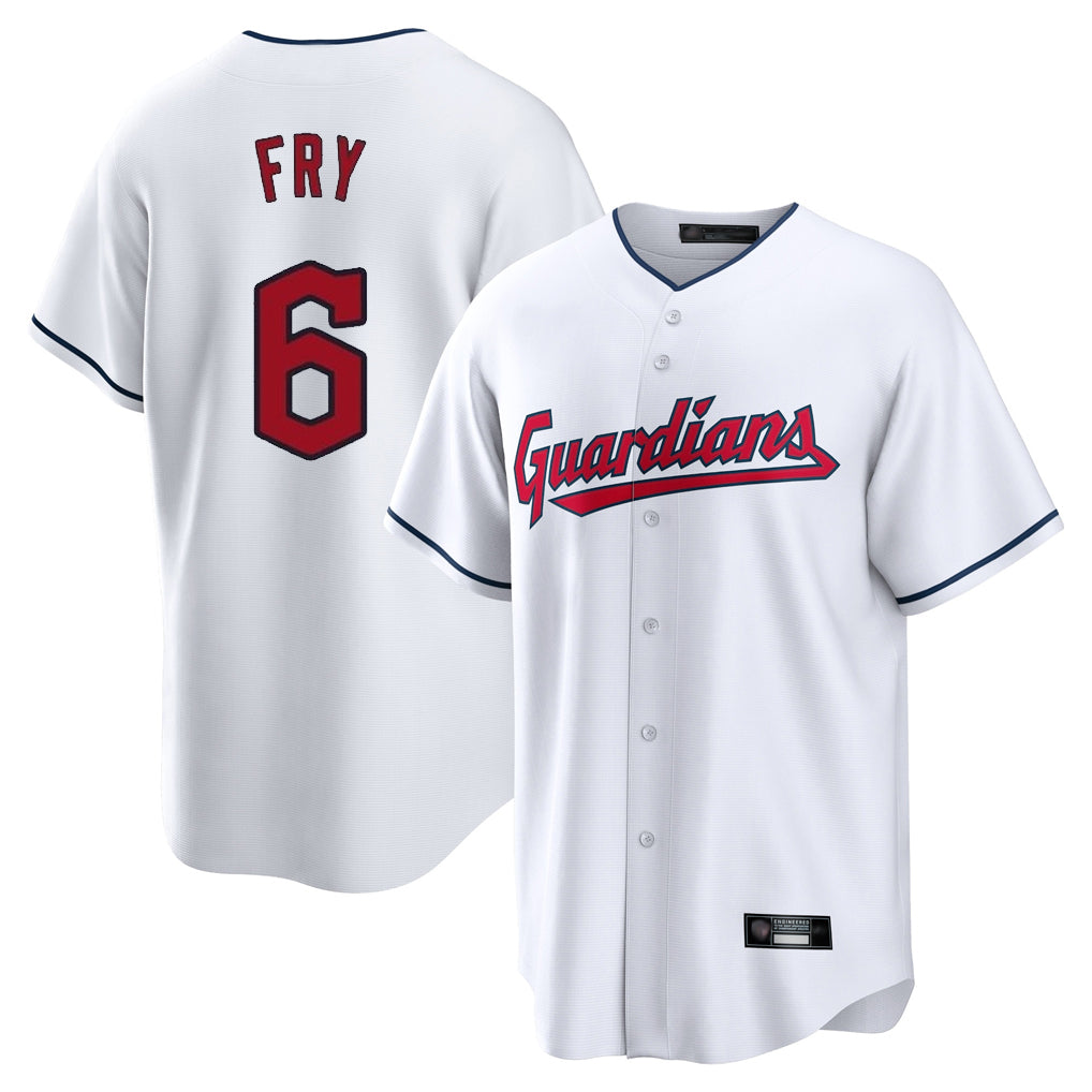 Cleveland Guardians #6 David Fry Player White HOLBERT Home Game Stitched Jerseys