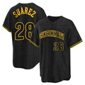 Cincinnati Reds #28 Eugenio Su¨¢rez Player Black HOLBERT Snake Skin City Home Stitched Jerseys
