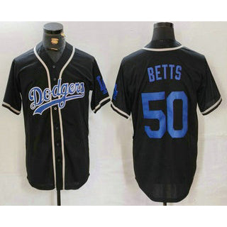Los Angeles Dodgers #50 Mookie Betts Black HOLBERT Cool Base With Patch Stitched Jersey