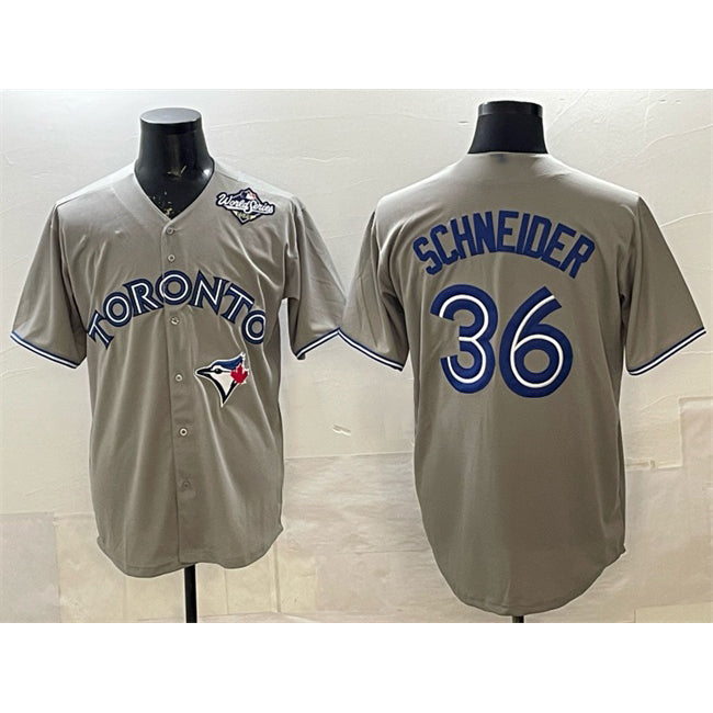 Toronto Blue Jays #36 Davis Schneider Gray HOLBERT 2025 World Series Cool Base Stitched Jersey