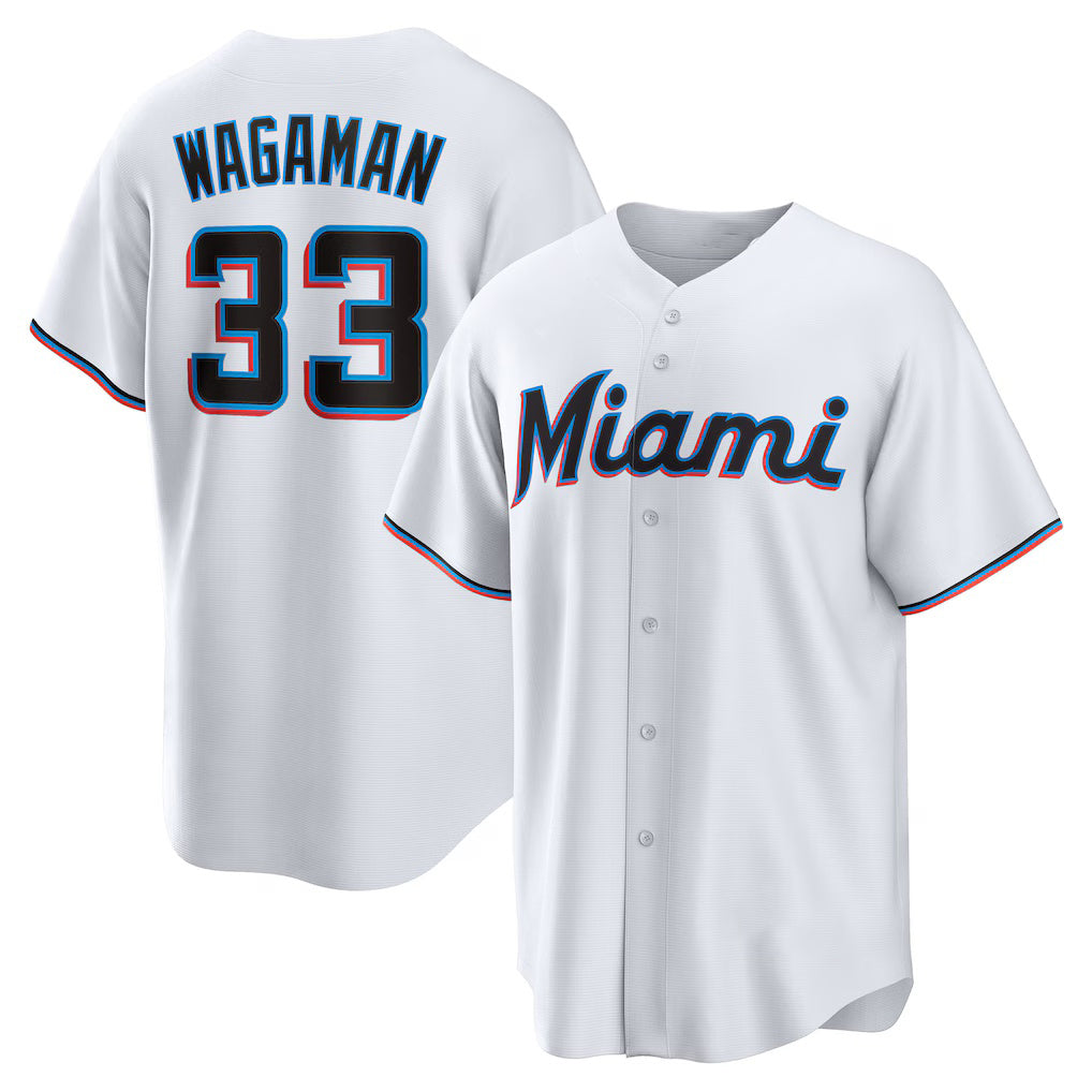 Miami Marlins #33 Eric Wagaman White HOLBERT Home Replica Jersey