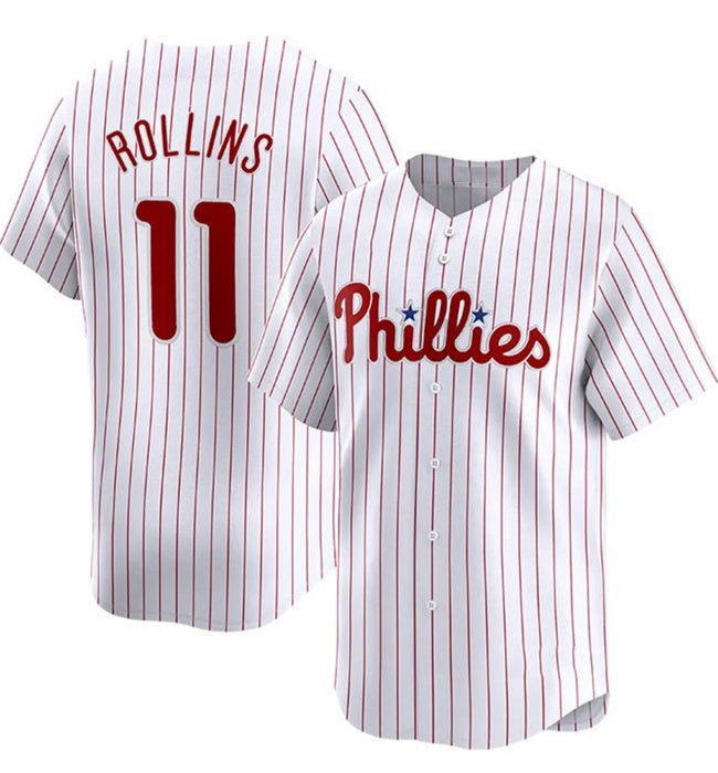 Philadelphia Phillies #11 Jimmy Rollins White HOLBERT Home Limited Stitched Jersey