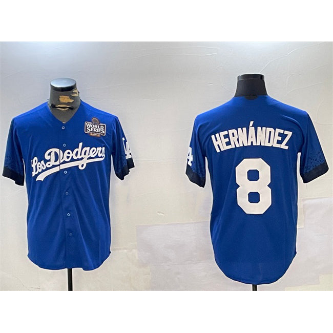 Los Angeles Dodgers #8 Enrique Hernandez Royal HOLBERT 2024 World Series City Connect Cool Base Stitched Jersey