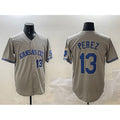 Kansas City Royals #13 Salvador Perez Gray HOLBERT 2024 Away Limited Stitched Jersey