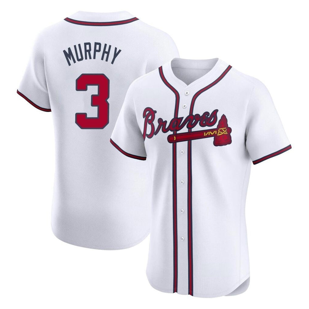 Atlanta Braves #3 Dale Murphy Player White HOLBERT Limited Elite Home Game Stitched Jerseys