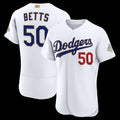 Los Angeles Dodgers #50 Mookie Betts White HOLBERT 2026 Gold Collection Authentic Jersey