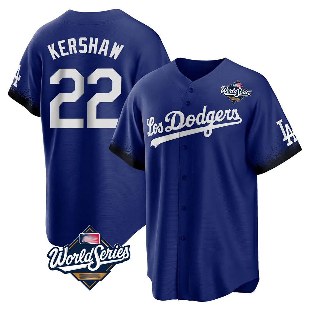 Los Angeles Dodgers #22 Clayton Kershaw Player Royal HOLBERT World Series City Connect Home Game Stitched Jerseys