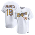 Los Angeles Dodgers #18 Yoshinobu Yamamoto Player White Gold HOLBERT Collection Limited Home Stitched Jerseys