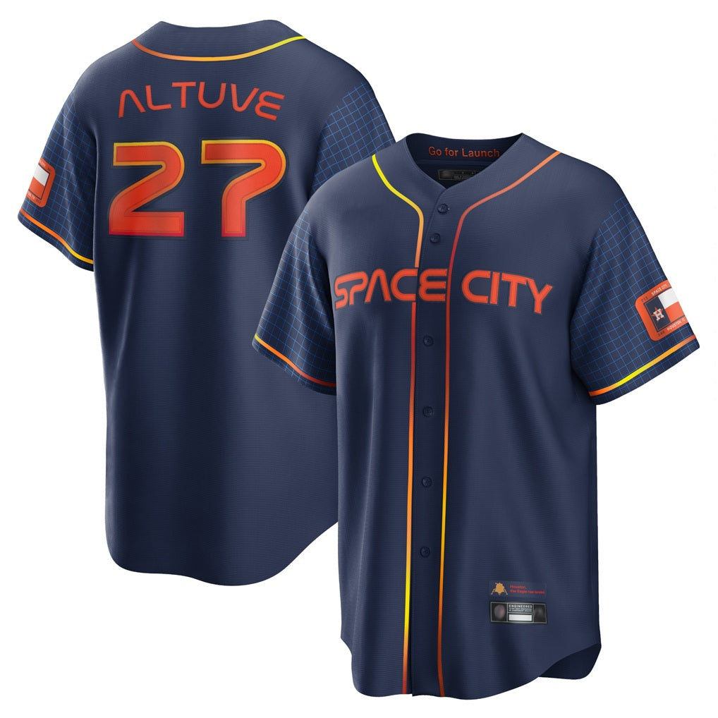 Houston Astros #27 Jose Altuve Player Navy HOLBERT City Connect Home Game Stitched Jerseys