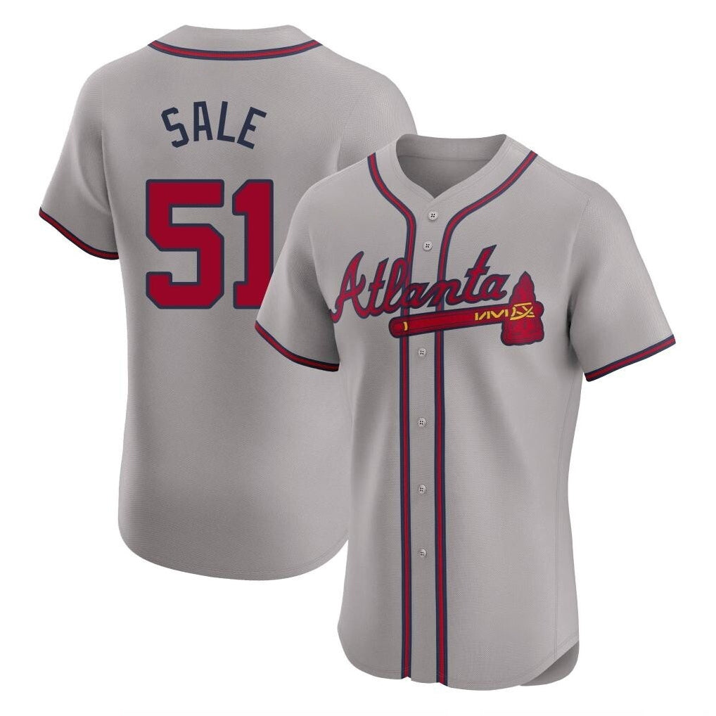 Atlanta Braves #51 Chris Sale Player Gray HOLBERT Limited Elite Home Game Stitched Jerseys