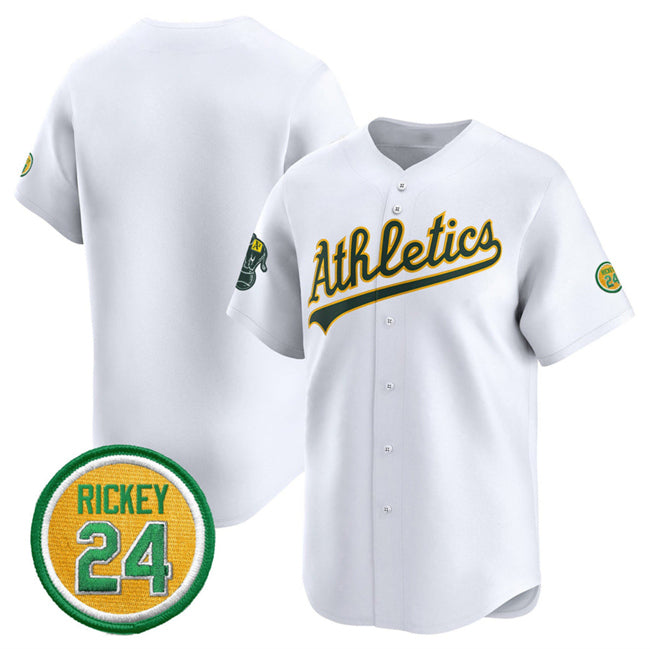 Oakland Athletics Blank White HOLBERT 2024 Home Limited With Rickey Henderson Patch Stitched Jersey